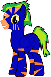 Size: 663x996 | Tagged: safe, artist:stake2, oc, oc only, oc:funnytiger, pegasus, pony, eyestrain warning, needs more saturation, simple background, solo, transparent background, zebra hybrid