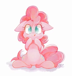 Size: 750x794 | Tagged: safe, artist:sibashen, derpibooru import, pinkie pie, earth pony, pony, colored pupils, cute, diapinkes, floppy ears, ponk, smiling, solo, tongue out