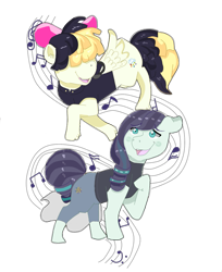 Size: 897x1100 | Tagged: safe, artist:starcampanella, coloratura, songbird serenade, earth pony, pegasus, pony, my little pony: the movie, bow, duo, female, hair bow, mare, open mouth, simple background, singing, transparent background
