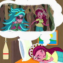 Size: 1430x1427 | Tagged: safe, artist:wesleyabram, gaea everfree, gloriosa daisy, equestria girls, nightmare, self paradox, story included