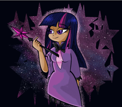 Size: 1154x1014 | Tagged: safe, artist:smirk, twilight sparkle, human, clothes, female, humanized, mage, moderate dark skin, ms paint, simple background, tan skin, wand