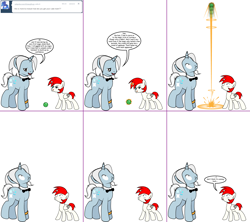 Size: 1808x1604 | Tagged: safe, artist:dekomaru, oc, oc only, oc:iniduoh, oc:mars, alicorn, pony, unicorn, ask, colt, magic, male, stallion, tennis ball, tumblr, tumblr:ask twixie