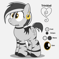 Size: 3000x3000 | Tagged: safe, artist:an-tonio, oc, oc only, oc:trinidad, zebra, female, reference sheet, solo, vector, zebra oc