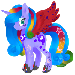 Size: 2500x2500 | Tagged: safe, artist:emypony, oc, oc only, oc:lunar revel, alicorn, pony, alicorn oc, colored wings, female, mare, multicolored wings, simple background, solo, transparent background