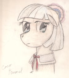 Size: 1491x1669 | Tagged: safe, artist:silversthreads, coco pommel, pony, crying, daily sketch, sketch, solo, traditional art