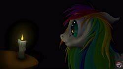 Size: 5000x2813 | Tagged: safe, artist:sloppyhooves, oc, oc only, oc:color dash, candle, female, mare, rainbow, solo