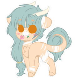 Size: 2048x2048 | Tagged: safe, artist:cinnamontee, oc, oc only, oc:forest keeper, earth pony, pony, chibi, female, high res, horns, mare, simple background, solo, transparent background