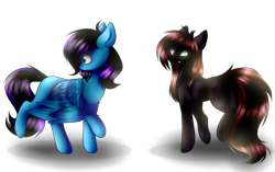 Size: 2560x1608 | Tagged: safe, artist:despotshy, artist:second-can, oc, oc only, oc:despy, oc:windy shift, earth pony, pegasus, pony, female, mare, palette swap, recolor, simple background, transparent background