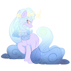 Size: 2000x2000 | Tagged: safe, artist:xsidera, oc, oc only, oc:anima, original species, female, floating tail, floral head wreath, flower, high res, mare, plot, simple background, solo, transparent background