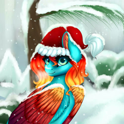 Size: 3000x3000 | Tagged: safe, artist:havoxious, artist:quarake, oc, oc only, oc:andromeda, pegasus, pony, christmas, cute, holiday, snow