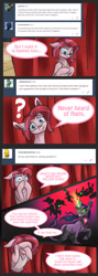 Size: 675x1902 | Tagged: safe, artist:afallenwolf, derpibooru import, pinkie pie, twilight sparkle, earth pony, pony, unicorn, comic, dark magic, diane, evil twilight, female, glasses, magic, mare, pinkie clone, redesign, the clone that got away, tyrant sparkle