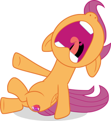 Size: 4633x5037 | Tagged: safe, artist:shutterflyeqd, scootaloo, pony, campfire tales, absurd resolution, frightened, nose in the air, open mouth, screaming, simple background, solo, tongue out, transparent background, vector