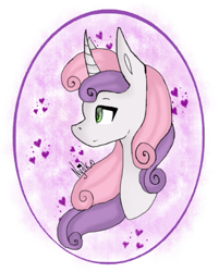 Size: 467x582 | Tagged: safe, artist:nyokoart, sweetie belle, pony, unicorn, heart, solo