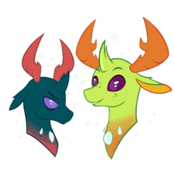 Size: 2048x2048 | Tagged: safe, artist:cartoon-bazooka, pharynx, thorax, changedling, changeling, to change a changeling, bust, changedling brothers, king thorax, prince pharynx, simple background, transparent background