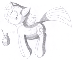 Size: 1710x1417 | Tagged: safe, artist:aafh, twilight sparkle, pony, monochrome, solo, traditional art