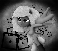 Size: 4000x3500 | Tagged: safe, artist:vicakukac200, oc, oc only, oc:stealth, equestria girls, absurd resolution, clothes, equestria girls-ified, female, monochrome, ponied up, shirt, solo