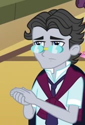 Size: 382x557 | Tagged: safe, screencap, jet set, equestria girls, friendship games, clothes, crystal prep academy uniform, glasses, necktie, school uniform, solo