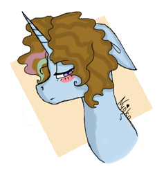 Size: 540x570 | Tagged: safe, artist:nyokoart, oc, oc only, pony, unicorn, blushing, lidded eyes