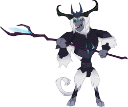 Size: 4193x3500 | Tagged: safe, artist:aqua-pony, storm king, my little pony: the movie, armor, sharp teeth, simple background, smiling, solo, staff, staff of sacanas, teeth, transparent background, vector