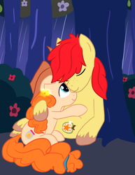 Size: 1916x2486 | Tagged: safe, artist:tanmansmantan, bright mac, pear butter, pony, the perfect pear, brightbutter, cuddling, cute, female, male, shipping, straight