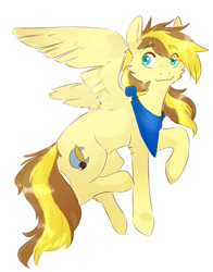 Size: 813x1037 | Tagged: safe, artist:suplolnope, oc, oc only, oc:lucy moonlight, pegasus, pony, bandana, female, mare, simple background, smiling, solo