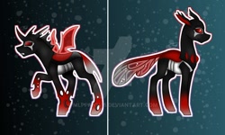 Size: 900x540 | Tagged: safe, artist:mlpfan1415, oc, oc only, changedling, changeling, duality, red and black oc, red changeling