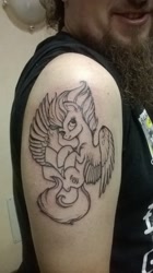 Size: 606x1080 | Tagged: safe, artist:dragonataxia, night glider, human, irl, irl human, king of russian bronies, photo, tattoo