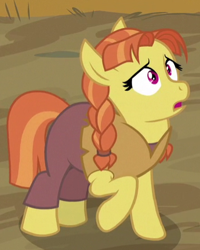 Size: 345x432 | Tagged: safe, screencap, jorunn, earth pony, pony, campfire tales, background pony, cropped, female, mare, scared, solo