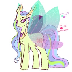 Size: 894x894 | Tagged: safe, artist:miatsukyyy, oc, oc only, oc:princess pandora celest chrys, changepony, hybrid, changeling pony, changeling wings, female, insect wings, interspecies offspring, offspring, parent:princess celestia, parent:thorax, parents:thoralestia, princess oc, royalty, solo, wings