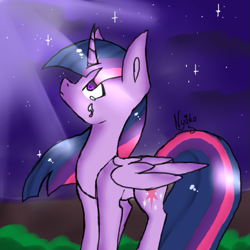 Size: 559x560 | Tagged: safe, artist:nyokoart, twilight sparkle, twilight sparkle (alicorn), alicorn, pony, crying, moonbeam, sad, solo