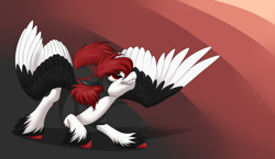 Size: 2414x1396 | Tagged: safe, artist:mythpony, oc, oc only, oc:umbra moon, hengstwolf, pony, werewolf, colored wings, multicolored wings, solo, wings