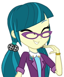 Size: 893x1077 | Tagged: safe, artist:thebar, juniper montage, equestria girls, movie magic, spoiler:eqg specials, ^^, bracelet, cute, eyes closed, female, glasses, grin, happy, jewelry, junibetes, simple background, smiling, solo, transparent background