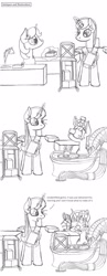 Size: 1006x2581 | Tagged: safe, artist:dsb71013, oc, oc only, oc:amber spark, pony, comic, goggles, magic, monochrome, telekinesis