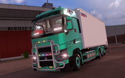 Size: 1680x1050 | Tagged: safe, screencap, lyra heartstrings, pony, 3d, driving, euro truck simulator 2, game screencap, horseshoes, renault, renault range t, truck, video game