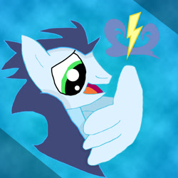 Size: 1234x1234 | Tagged: safe, artist:tacomytaco, soarin', pegasus, pony, solo, thumbs up, wing hands, wings