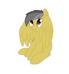 Size: 976x1048 | Tagged: safe, artist:neuro, daring do, pegasus, pony, cute, daring dorable, female, mare, missing accessory, missing cutie mark, simple background, sitting, smiling, solo, spread wings, transparent background, wing fluff, wings