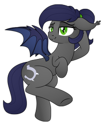 Size: 2500x3000 | Tagged: safe, artist:pananovich, oc, oc only, oc:frostbite, bat pony, bat pony oc, digital art, female, pose, simple background, smiling, smug, solo, sultry pose, transparent background