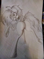 Size: 2448x3264 | Tagged: safe, artist:101, oc, oc only, oc:graymane, earth pony, pony, female, looking at you, mare, solo, tongue out, traditional art