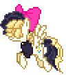 Size: 96x108 | Tagged: safe, artist:botchan-mlp, songbird serenade, my little pony: the movie, animated, bow, cute, desktop ponies, female, flying, hair bow, hair over eyes, mare, pixel art, simple background, solo, songbetes, sprite, transparent background