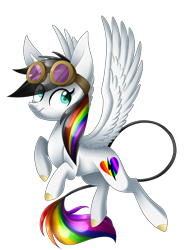 Size: 2190x2948 | Tagged: safe, artist:scarlet-spectrum, oc, oc only, oc:lightning bliss, alicorn, pony, goggles, rainbow alicorn, simple background, solo, transparent background