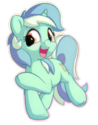 Size: 1100x1400 | Tagged: safe, artist:bobdude0, lyra heartstrings, pony, unicorn, cute, female, lyrabetes, mare, open mouth, raised hoof, simple background, smiling, solo