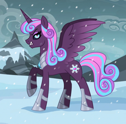 Size: 900x886 | Tagged: safe, artist:cascayd, princess flurry heart, alicorn, pony, evil flurry heart, female, hoof shoes, mare, nightmare flurry heart, nightmarified, older, raised hoof, solo