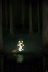 Size: 3444x5167 | Tagged: safe, artist:rameslack, oc, oc only, earth pony, pony, female, forest, john bauer, mare, pond, ponified, reflection, solo, water