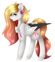 Size: 2288x2608 | Tagged: safe, artist:mauuwde, oc, oc only, oc:ember, pegasus, pony, art trade, blushing, feather, female, looking at you, mare, simple background, smiling, solo, transparent background