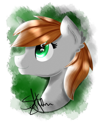 Size: 2000x2500 | Tagged: safe, artist:saturnstar14, oc, oc only, oc:littlepip, pony, unicorn, fallout equestria, abstract background, bust, ear fluff, fanfic, fanfic art, female, horn, mare, portrait, profile, solo, traditional art, watercolor painting