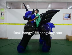 Size: 1181x900 | Tagged: safe, nightmare moon, alicorn, human, pony, bootleg, hongyi, inflatable, irl, irl human, photo, riding, shiny