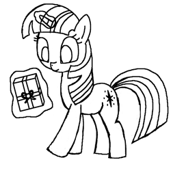 Size: 1200x1200 | Tagged: safe, artist:franzeir, twilight sparkle, magic, monochrome, present, sketch, solo