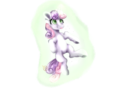 Size: 3500x2500 | Tagged: safe, artist:sugarhoovies, sweetie belle, colored pupils, glowing horn, levitation, magic, simple background, solo, telekinesis, tongue out, transparent background