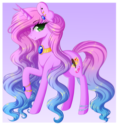 Size: 2972x3138 | Tagged: safe, artist:fluffymaiden, oc, oc only, oc:coloraartz, pony, unicorn, ear piercing, female, gift art, mare, piercing, raised hoof, smiling, solo