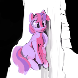 Size: 3000x3000 | Tagged: safe, artist:dimfann, twilight sparkle, pony, unicorn, cross-eyed, female, looking at something, mare, missing cutie mark, sitting, solo